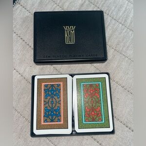 Kem plastic playing cards in hard case. These are gently used an still slick!